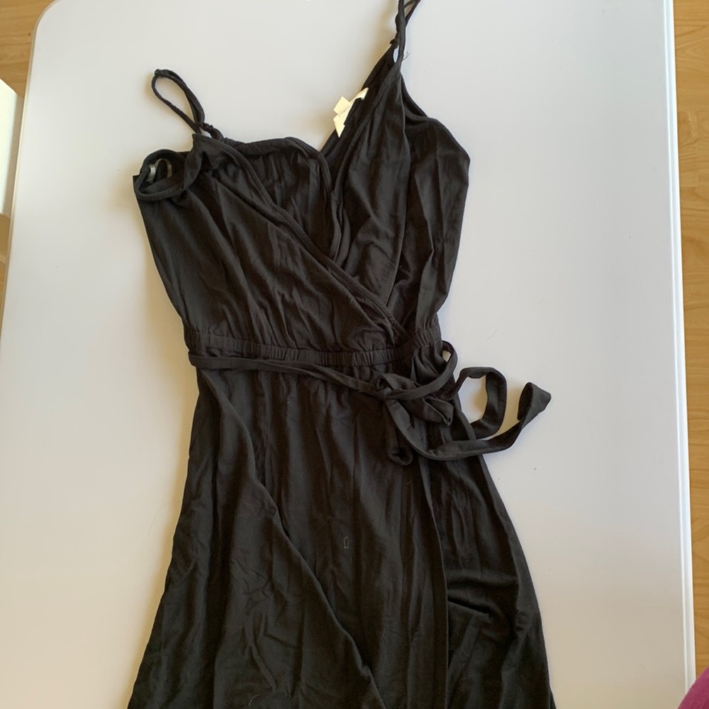 Black faux wrap maxi dress